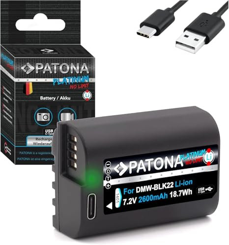 DMW-BLK22 Platinum Akku 2600mAh Ersatzakku BLK22 kompatibel mit Panasonic Lumix DC-S9 DC-S5 S5II S5II-X S5 IIX S5K DC-G9 G9 II DC-GH5 GH5 II GH5S DC-GH6 GH6 DC-GH7 GH7 DMWBLK22