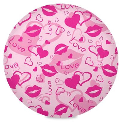 placemats for Dining Table Round Valentines Hot Pink Hearts Text Love Farmhouse placemats Waterproof Quilted Reversible placemats placemats Fabric Washable Chargers Dinner Plates