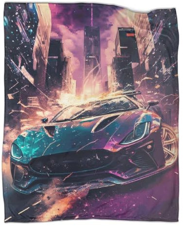 3D-Supercar-Decke zum Spielen im Freien, weiche Flanelldecke, warme Überwurfdecke, Ganzjahres-Plüschdecke für Kinder, Mädchen und Jungen, 127 x 152 cm (50 x 60 Zoll)