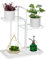 Relaxdays Estantería Plantas, Soporte Macetas Hierbas 3 Baldas Acero, Portamacetas Interior, 50,5 x 44 x 22 cm, Blanco