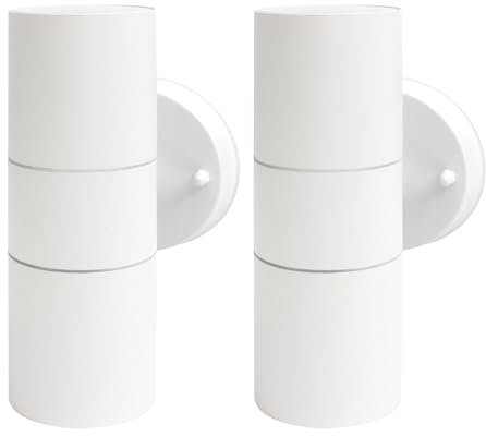 EXTRASTAR Applique Murale intérieur/Extérieur GU10 LED, Moderne Up Down Luminaire pour porche, garage, patio, porte d'entrée, maison, Blanc (Ampoule non incluse) – Lot de 2