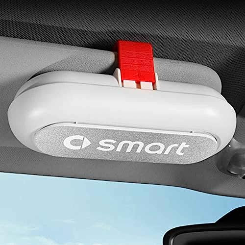 LHMM Auto Sonnenbrille Aufbewahrungsbox Brillenetui Sonnenblende Clip Für Smart Fortwo Forfour 453 451 450 Innenausstattung Dekoration,White