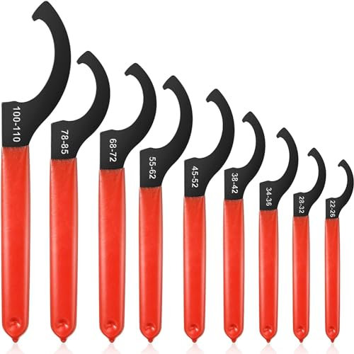 Malloom 9 Pieces Coil Over Wrench Shock Spanner, Adjustment Shocks Spanner Wrench Set, Heavy Duty C-Shape Wrenches Tool for Suspension System and Shock Adjustments