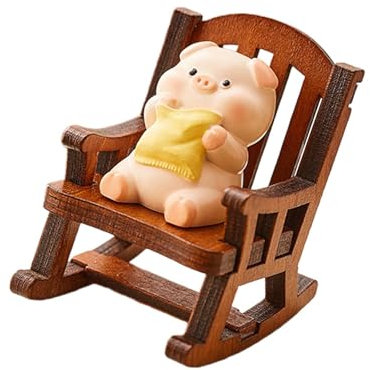 FLCPJGV Schaukelstuhl Schwein Figur Süße Tier Statue für Bücherregal Tisch Regal