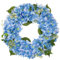 Hollyone Corona de hortensias artificiales de 16 pulgadas, corona de flores falsas azules, hortensias sintéticas para puerta delantera, arreglos florales para chimenea, cocina, granja, decoración de