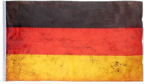 Taffstyle Vintage Deutsche Fahne Deutschlandfahne EM WM Fanartikel Land Flagge mit 2 Metallösen Ösen Basketball Handball Fussball Hissflagge Deutschland 150cm x 90cm