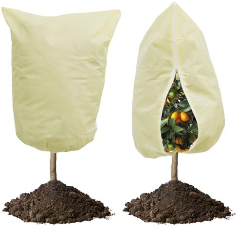 Plant Fleece Frost Protection Bags, 2 Pack Thicker 80gsm 120cm x 180cm Garden Fleece Bags for Plants, Plant Frost Protection Covers for Winter with Zipper and Drawstring