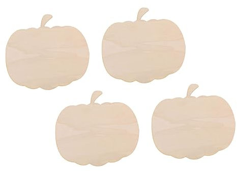 PLAFOPE 4 Stück -Kürbisscheiben aus Holz unlackierte Holzausschnitte Halloween-Dekorationen für Jungen und Mädchen zum Bemalen handgefertigter Graffiti-Chips