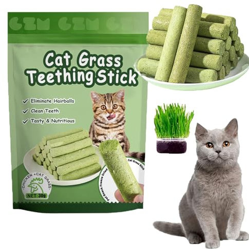 ZANWANXIN Berdexa Cat Grass Teething Sticks, Chew Sticks for Cats, Cat Teeth Cleaning Cat Grass Stick, Natural Catnip Toys Sticks for Increase Appetite and Hairball Removal (1 pcs)