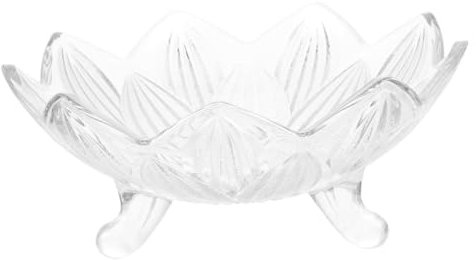 Amosfun Grand Bol À Fruits En Verre Gaufré Vintage Pièce Maîtresse Décorative - Base De Trépied Unique Gratuite Pour Banquet À Domicile
