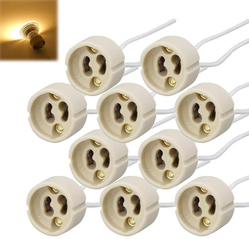 Base de Lampe pour LED et Halogène,GU10 Support de Lampe à Douille,GU10 Base Douille de Lampe,Douille GU10 avec Câble pour Lampes LED et Halogène,GU10 Culot Céramique Douille Base,10PCS