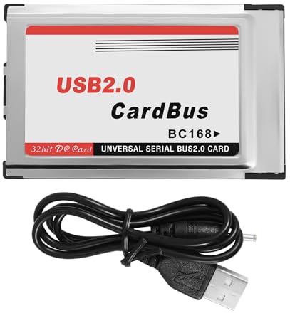 Sirxlevcy Adaptateur de Carte PCMCIA vers USB 2.0 CardBus Double 2 Ports 480M pour Ordinateur Portable