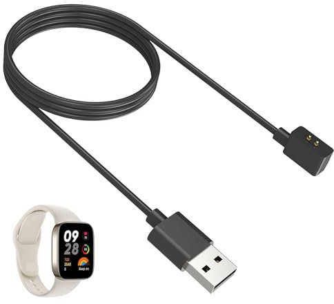 Stazioni di Ricarica Caricabatterie Orologio Collegato Compatibile con Xiaomi Mi Band 7 Pro/Redmi Watch 3/2 Lite/Smart Band Pro, 100cm Cavi per Orologi Connessi Sostituzione (nero)