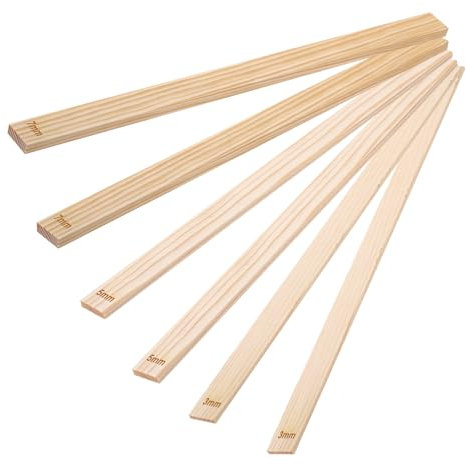 sourcing map Lot de 6 guides de rouleau à pâtisserie pour l'enseignement de la poterie, 33 x 2 cm, kit de rouleaux en argile en bois de 3 à 5 à 7 mm d'épaisseur, bandes d'outils en céramique, guides