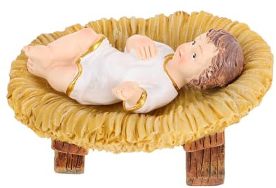 ARTSEWPLY Resin Jesus Figurine Mit Krippe Dekorative Weihnachtsstatue Für Zuhause Und Büro Religiöse Figur Aus Stabilem Harz Detailgetreu Für Festliche Dekoration