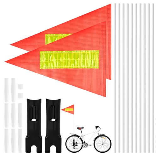 elthmpr Fahne Fahrradanhänger, 2-Set Wimpel Fahrradanhänger, Fahne Kinderfahrrad Verstellbare, Fahrrad Fähnchen Kinderfahrrad Sicherheitswimpel Fahrradfahne Kinder