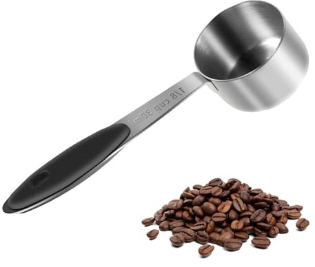 Wjelet Cuillère doseuse à café en acier inoxydable avec longue poignée pour café, thé, cacao, épices, liquides et ingrédients en poudre 30 ml