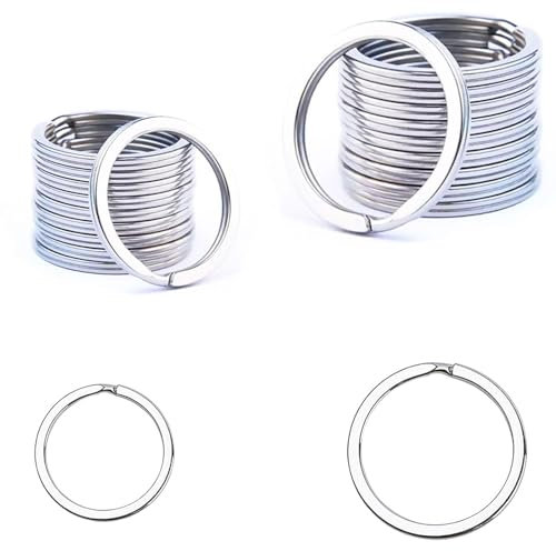 20 Anillas para Llaveros Planas de 30mm,20 mm- Apertura Fácil - Argollas para Llaves y Manualidades