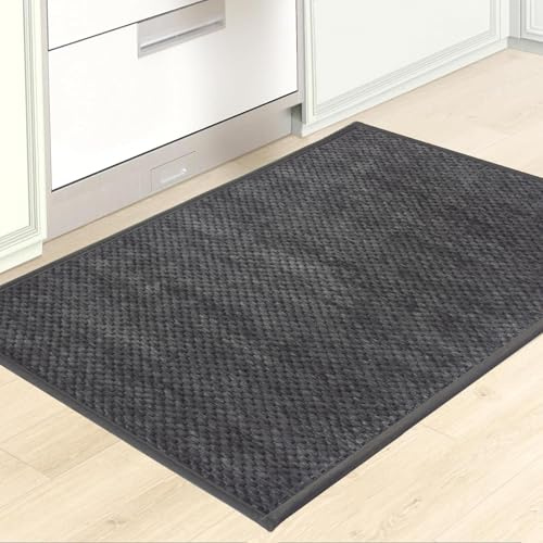 KMVIZI Alfombra Cocina Lavable Antideslizante 50x80cm, Chenilla Alfombra Pasillo Larga, Tapete Cocina Absorbente, Alfombras de Cocina Fácil de Limpiar, Alfombra para Cocina, Pasillo, Lavadero, Gris