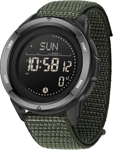 findtime Men's Digital Watch Military Pedometer Step Counter Watches Compass Waterproof Tactical Sport Watch Calories Counter Pacer Running Wristwatch LED Light Stopwatch Countdown