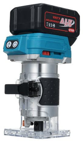 Gearwell Wood Router Tool, Handheld Palm Router with 6 Variable Speed, Electric Trimmer for Woodworking, Wood Laminate Router with 16Pcs Milling Cutter (UK Plug & 1 Battery)