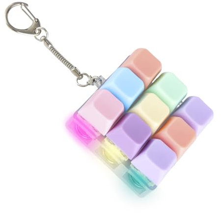 Keyboard Fidget Toy, 9 Buttons Fidget Keyring with Lamp, Funny Button Fidget Toy Fidget Clicker for Adults to Relief Stress Pass The Time