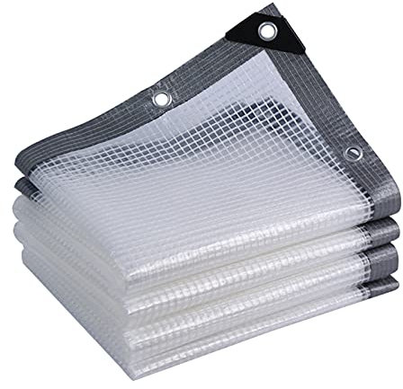 Lona transparente de alta resistencia de 3 x 4 m, cubierta de polietileno impermeable con ojales y bordes reforzados, perfecta para jardín, patio, invernadero, perrera, protección de vehículos