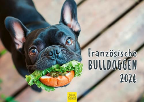 Edition Seidel Calendario premium Bulldog Francés 2026, formato DIN A4, calendario de pared, calendario para perros, cachorros, animales, razas de perros y mascotas