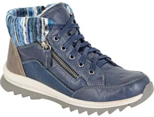Cipriata ERTE L726 Ladies Faux Fur Lined Thermal Twin Zip 6 Eyelet Ankle Boots (Navy, UK Footwear Size System, Adult, Women, Numeric, Medium, 7)