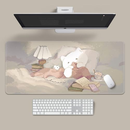 Tapis de souris de jeu XL (30 x 80 cm), grand tapis de souris étendu, bords cousus, base en caoutchouc antidérapant, tapis de clavier (80 cm x 30 cm) (Un après-midi agréable, 80 x 30 cm)