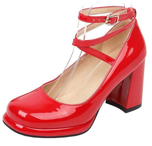 LarDorLin Mary Jane Block Scarpe Donna Punta Rotonda Comode Pumps