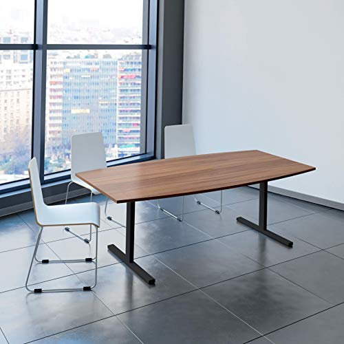 Weber Büroleben GmbH Easy Konferenztisch Bootsform 200x100 cm Nussbaum Besprechungstisch Tisch, Gestellfarbe:Anthrazit