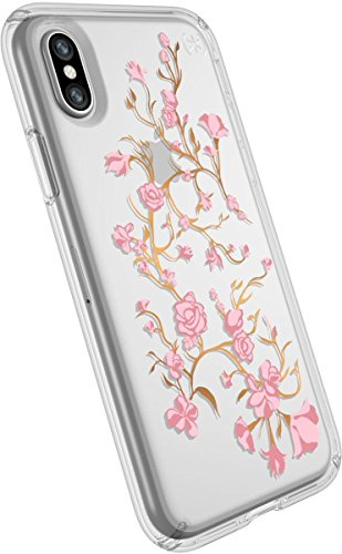 Speck iPhone XS/X Case, Clear Print Protective Ultra Thin Slim Hard Anti Scratch Presidio Cover Case - Pink Roses