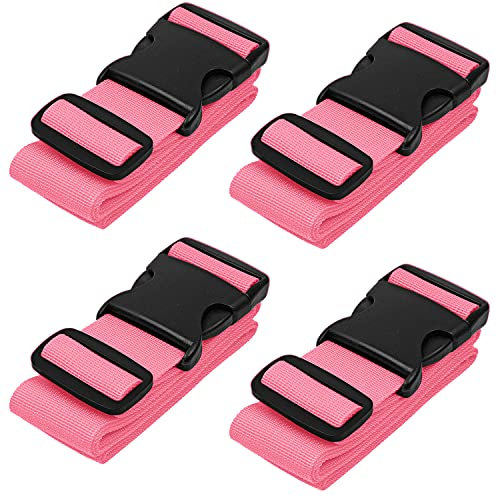 BlueCosto 4-Stück Pink Koffergurt Kofferband Gurt Gepäckgurt Luggage Strap für Koffer