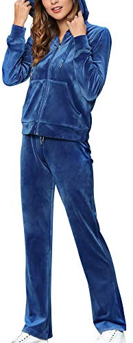 MessBebe Ensemble de survêtement 2 pièces en velours pour femme avec capuche et pantalon à manches longues