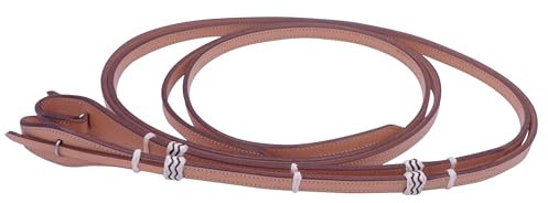 Thor Equine Western Zügel Westernzügel, Schnellverschluss, 220cm, genäht, Rohhaut, Natur