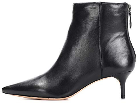 Stivaletti da donna eleganti a punta con tacco basso a spillo, con cerniera, per autunno e inverno, Nero , 39 EU