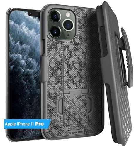 Designed for iPhone 11 Pro Case with Belt Clip Holster - Kickstand Cover Phone Case - Black