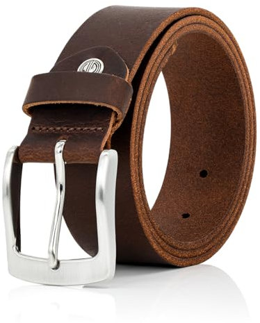 LINDENMANN Leder-Gürtel Herren 40 mm breit, Gürtel Herren Vollrindleder dunkelbraun, Größe/Size:140, Farbe/Color:braun