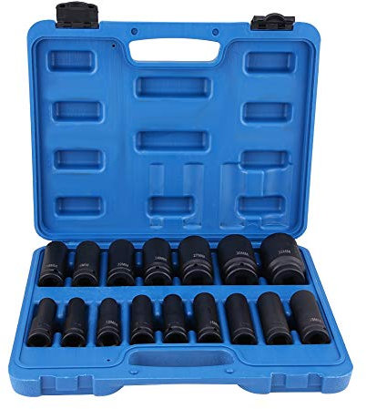 Impact Socket Tools,Schlagschrauber Nuss Set 16-teilig Impact Socket Set mit 1/2 Zoll Antrieb Steckschlüsselsatz-Reparaturwerkzeugsatz 10-32mm Sechskant Nüsse -Metric