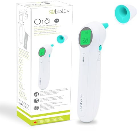 bblüv - Orä - 5-en-1 Thermomètre Infrarouge Numérique pour Bébé et Adulte, Thermomètre sans Contact avec Fonction Mémoire, Affichage à LCD