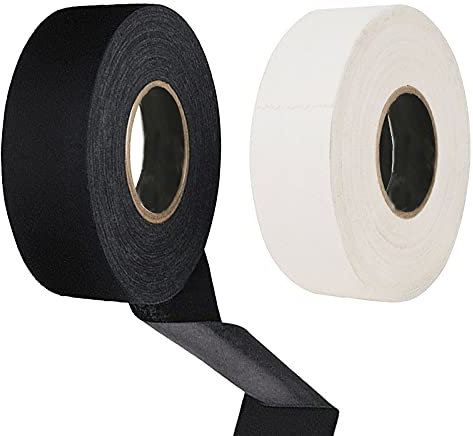 Eterspr 2 Rotoli di Nastri per Hockey, Nastro per Bastone da Hockey, per Impugnatura da Badminton, Canna da Golf, Hockey su Pista, 20M, (Nero, Bianco)