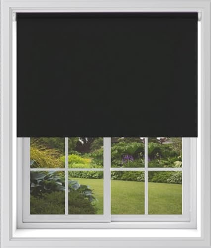 Caecus Black Blackout Roller Blinds Made To Measure Window Blinds Easy Fit Child Safe Thermal Properties Home Office Fitting Included Up To 180cm Width x Up To 210cm Drop