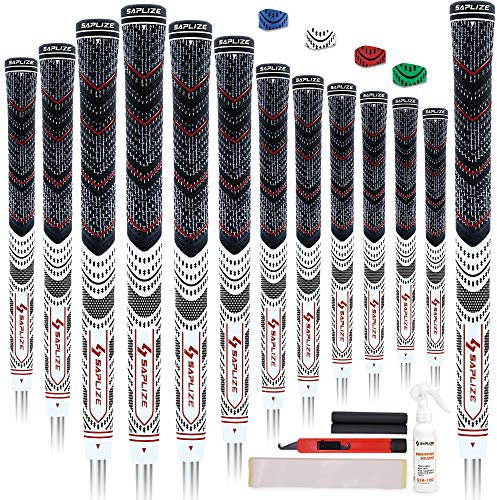 SAPLIZE Golf Griffe Satz von 13 Standard Größe mit kompletten Regripping Kits All Weather Compound Hybrid Rubber Golf Club Griffe, Weiß