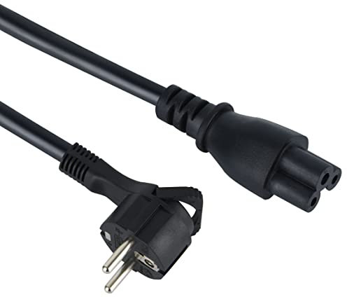 Electraline 95503 Câble d'alimentation Cordon d'alimentation C5 de 1.8M pour Ordinateur Portable PC avec Alimentation CEE7 3 Voies (3 Cordons)