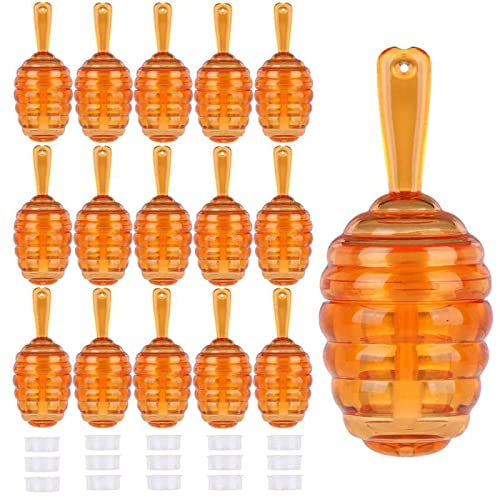 BODYA 15Pcs Honeycomb Lip Gloss Tubes Honey Pots Shaped Lip Balm Tube Clear Empty Lip Glaze Containers Lip Balm Bottle Dispenser with Rubber for DIY Lipstick Cosmetic Sample,Brown