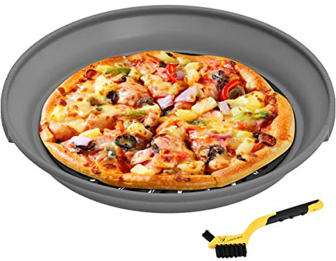 Silicone Glass Dish Bowl Plate for Microwave Bacon Meal Cooking Meat Fish Pizzas Toasts, Large Cookware Grill Tray 11.8 inch