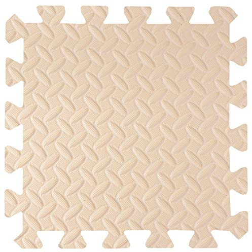 12Pcs Interlocking Carpet Foam Mats,12X12 ＆ 24X24inch Interlocking Carpet Tiles,Exercise Play Mat with Border,Thicken Area Rugs Floor Tiles for Gym Equipment,Training And Yoga,Beige,30x30x2.5cm