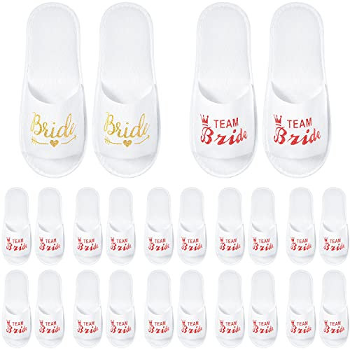 SATINIOR 12 Paia Team Bride Pantofole Aperte Usa e Getta da Spa per Sposa e Damigella d'Onore Ciabatte per il Matrimonio Festa di Addio al Nubilato (Oro, Rosso)