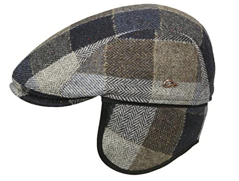 Göttmann Jackson-K Flatcap aus Wolle mit Ohrenklappen - Hellblau-Braun (53) - 60 cm